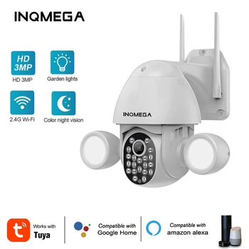  INQMEGA 3-мегапиксельная камера TUYA Wifi для загородного двора, обнаружение человека, Двойное освещение с прожекторными светодиодами, поддержка Google Home и Alexa